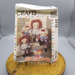 UNCUT Vintage Craft Sewing PATTERN McCalls 5418 Little Raggedy Dolls, Clothes